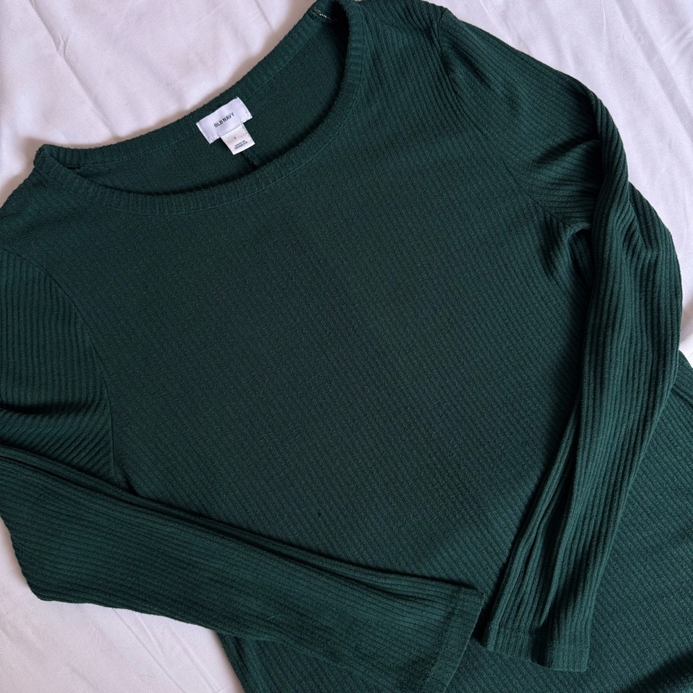 Old Navy Forest Green Ribbed Knit Top